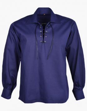 Navy Blue Jacobite Ghillie Shirt- Front Image 