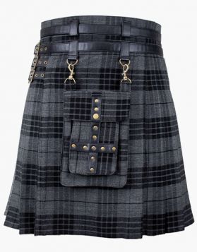 Night Watch Tartan Utility Kilt with Front Pocket- Front Image 