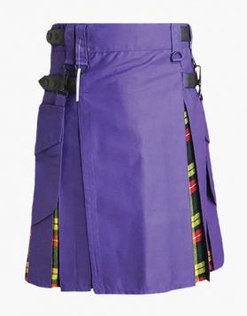 Purple & Buchanan Tartan Hybrid Kilt- Front Image 