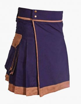 Purple Utility Kilt with Brown Piping