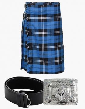 Ramsay Blue Tartan Kilt with Belt and Buckle Package