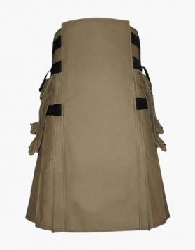 Stylish Khaki Utility Kilt with Nylon Straps - Front Image