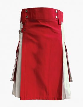 White with Red Two-Tone Utility Kilt - Front Image