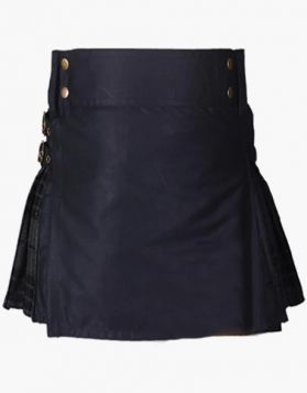 Women Black with Night Watch Hybrid Kilt Skirt- Front Image