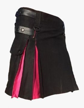 Women Modern Black & Pink Hybrid Kilt