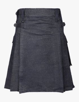 Black Denim Kilt- Front Image