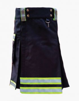 Black Firefighter kilt with Double Pockets - Front Image