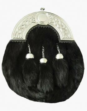 Black Full Dress Rabbit Fur Kilt Sporran