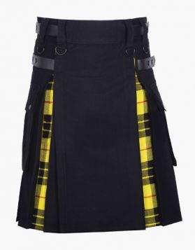 Black With Macleod of Lewis Hybrid Kilt- Front Image