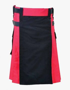 Black and Pink Utility Kilt For Men