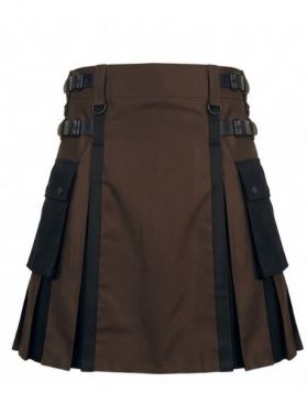 Brown and Black Hybrid Kilt with Nylon Straps