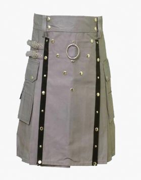 GOTHIC GREY BELTED UTILITY KILT