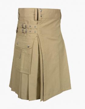 KHAKI UTILITY KILT FOR MEN