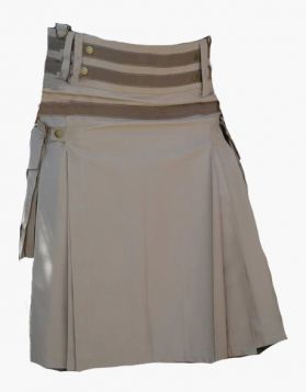 Khaki Utility Kilt with Nylon Straps - Front Image 