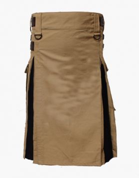 Lautreamont Khaki and Black Hybrid Utility Kilt- Front Image