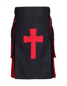 Modern Black and Blue Two-Tone Hybrid Kilt-front Image