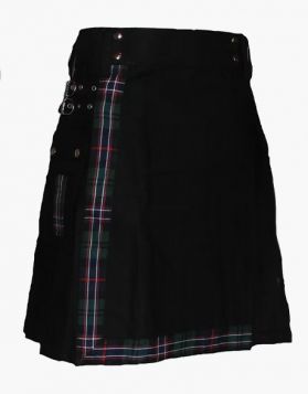 Men's Black Hybrid Kilt with Scottish National Straps