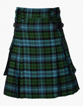 Mens Campbell Tartan Utility Kilt with leather Straps