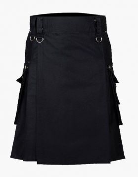 Men's Punk Rock Stylish Utility Kilt-Front Image 