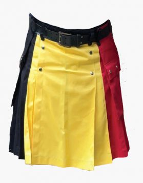 Modern Belgium Flag Kilt with Large Pockets