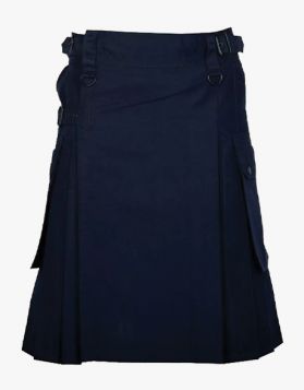 Navy Blue  Utility Kilt with Cargo Pockets- Front Image