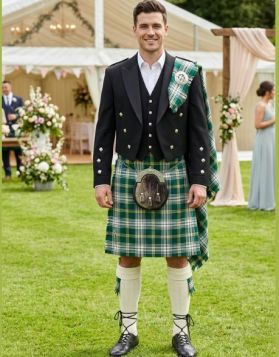 Prince Charlie St. Patrick Tartan Kilt Outfit