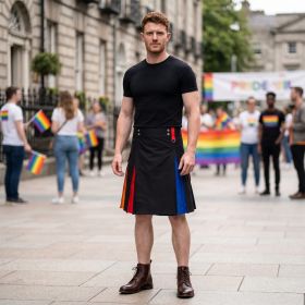 Rainbow Pride Black Hybrid Utility Kilt