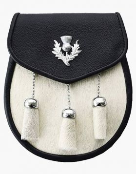 Semi Dress Fur Leather Utility Sporran With Belt Chains