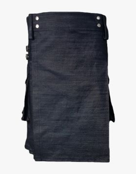 Smart Black Denim Utility Kilt- Front Image
