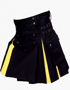 Women's Black and Yellow Hybrid Kilt