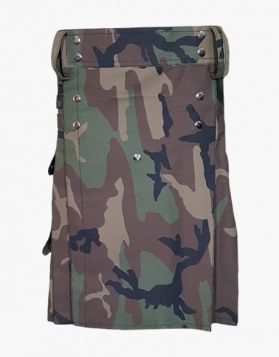 Woodland Camo Tactical Utility Kilt- Front Image
