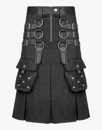 Utilty Goth Black Gothic Utility Kilt with O-rings | UTK