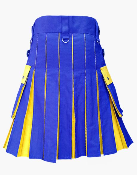 Modern Two Tone Blue & Yellow Hybrid Kilt - UTK
